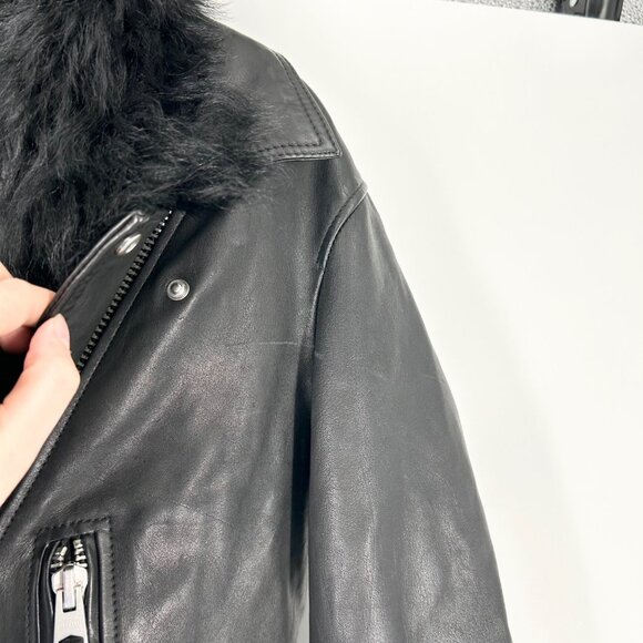 All Saints Luna 4-in-1 Shearling Sheep Leather Biker Jacket - Picture 10 of 10